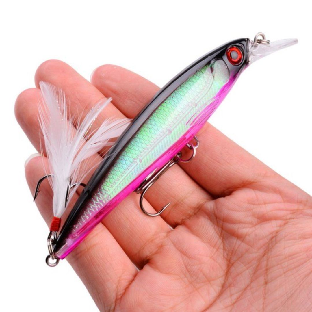 Leurre de pêche rigide avec embout lumineux x3, x5, x8