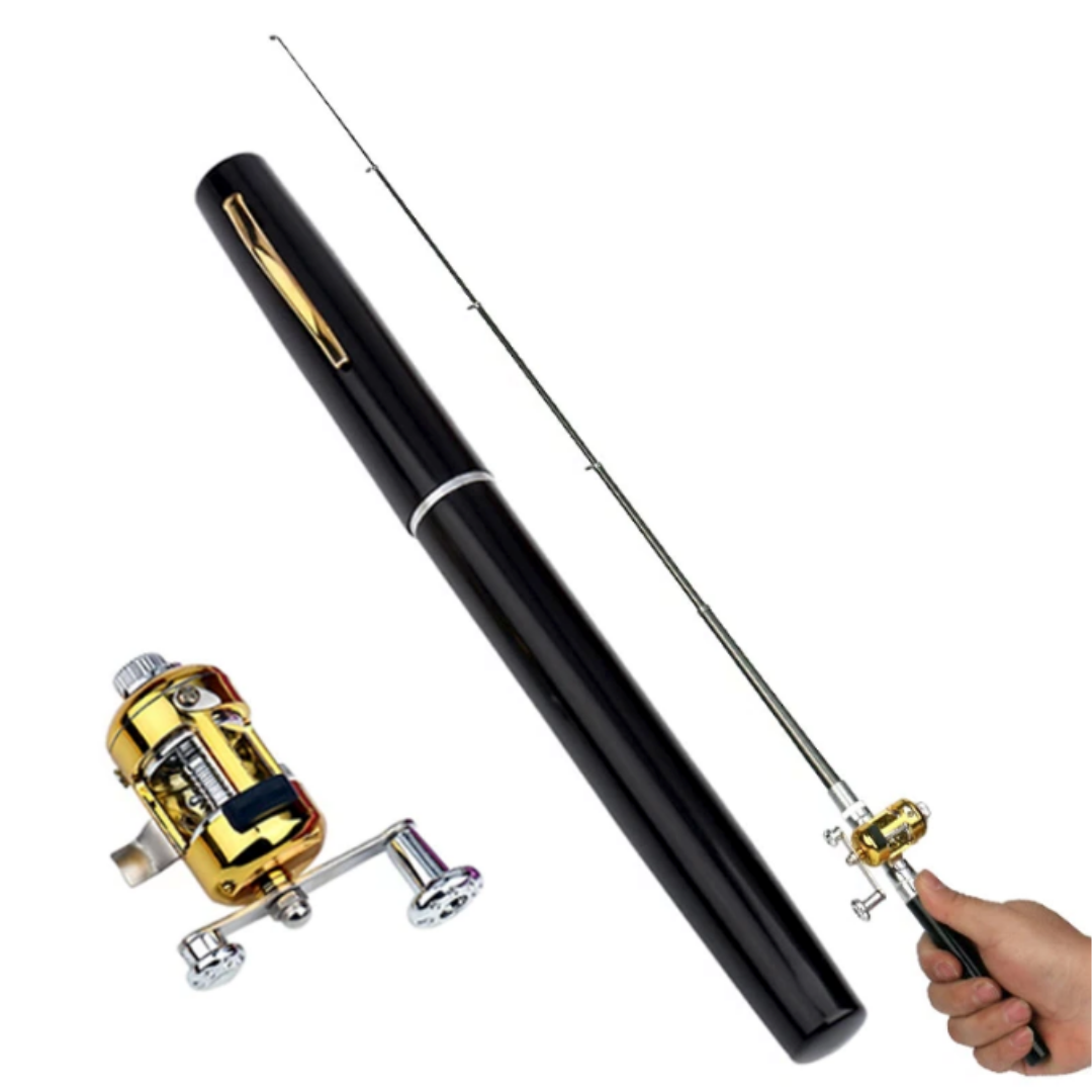 Mini canne à pêche télescopique en forme de stylo