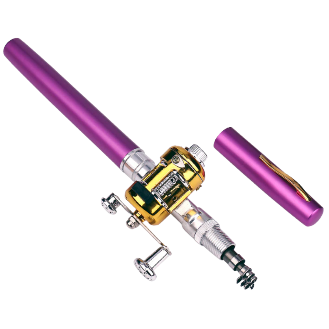 Mini canne à pêche télescopique en forme de stylo