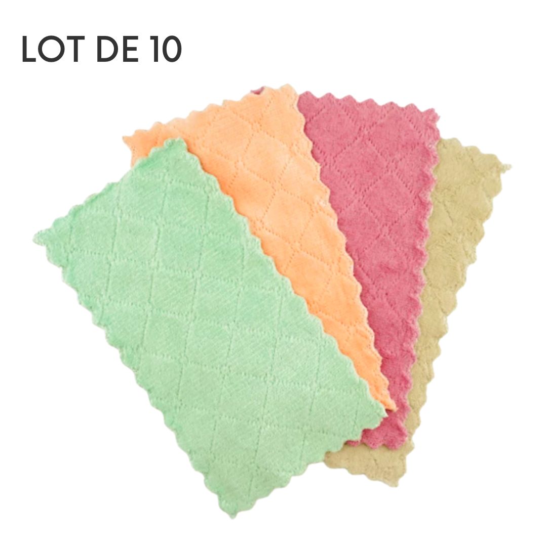 Lot de 10 torchons microfibre super absorbants