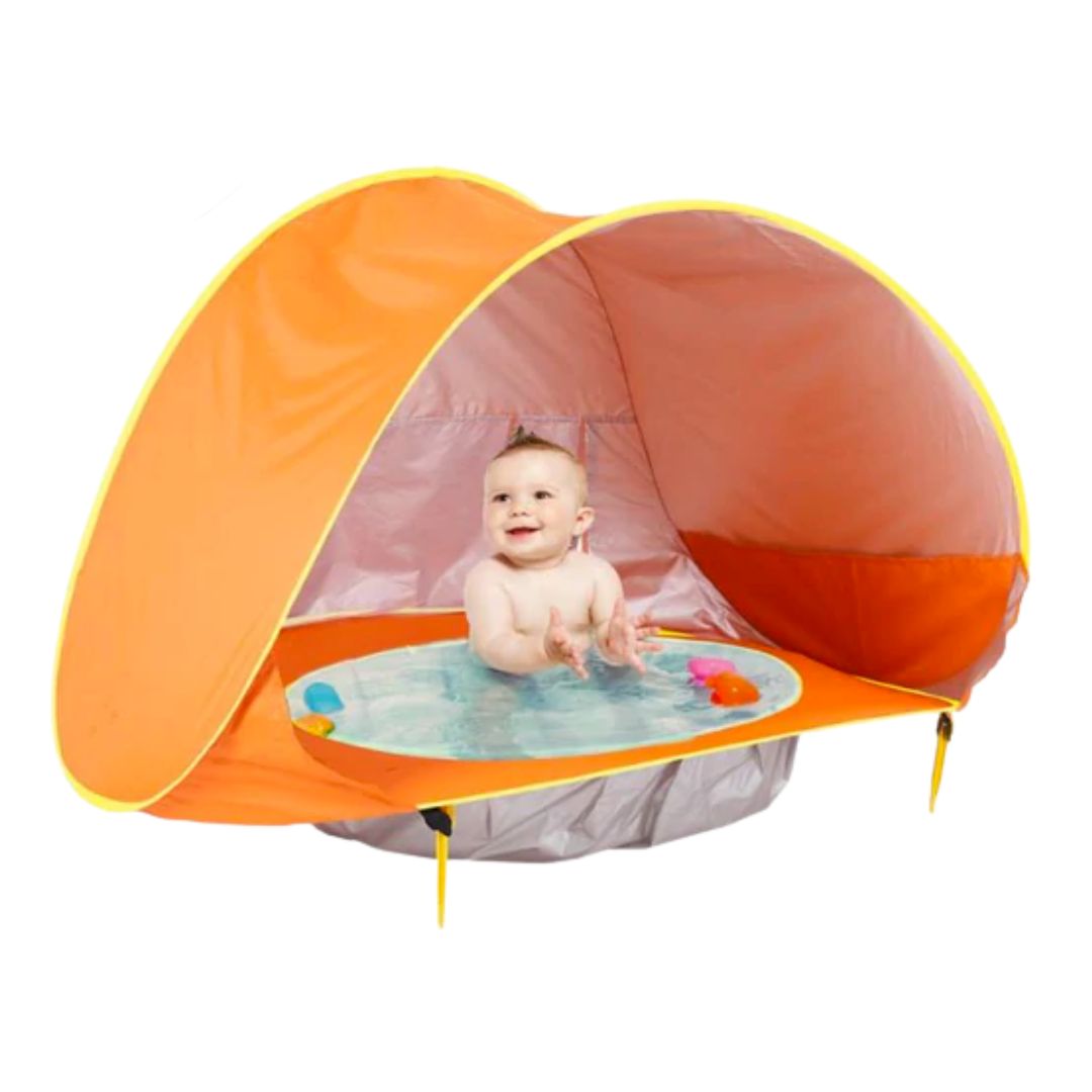 Tente de plage protection UV avec piscine intégrée pour enfants